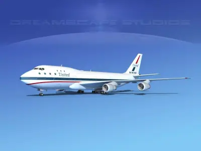 Boeing 747-100 United Airlines 1 3D model