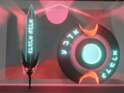 Elder Sword Crown and Shield Low-poly 3D model