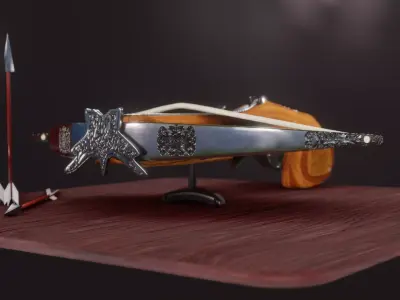 Well Designed Crossbow with hand-painted patterns PBR game ready Low-poly 3D model
