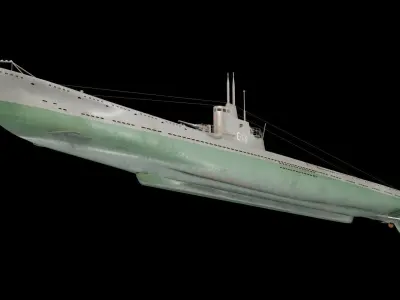 Soviet submarine S-13 Low-poly 3D model