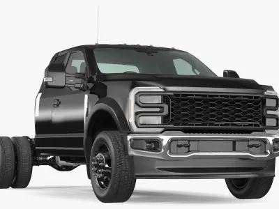 Pickup Chassis Cab Black Long Cab 3D model