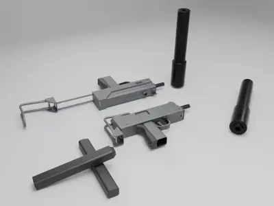 Mac 10 Low Poly 3D Model Low-poly 3D model