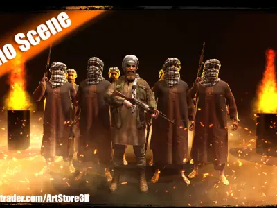 Terrorist Pack Low-poly 3D model