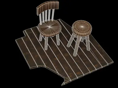 inn chair wood  Free low-poly 3D model