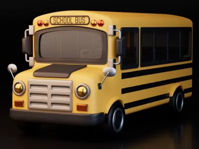 Low Poly School Bus Low-poly 3D model purchase