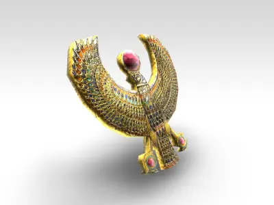 Egyptian horus golden falcon Low-poly 3D model