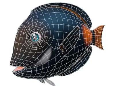 Achilles Tang Animated Fish  Low-poly 3D model