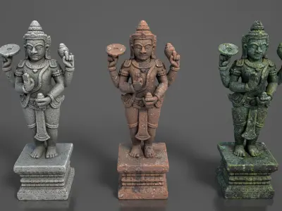 Ancient Khmer Statue18-250523 Low-poly 3D model