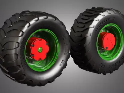 Truck Tires and Wheels-T05 3D model