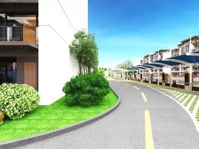 City Block with Parking and Electric Chargers 3D model