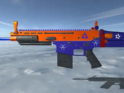 Scar L airsoft rifle in sky Low-poly 3D model