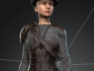  Steampunk rigged character Low-poly 3D model 12