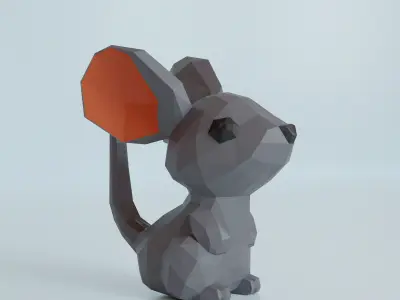 Mouse low poly 3D model polygonal 3D model