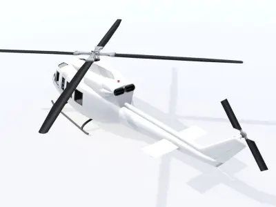 Bell B412 Static Helicopter Low Poly blank Low-poly 3D model