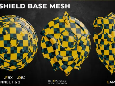30 Shield Base Mesh Vol-02  Game Ready  Low-poly 3D model
