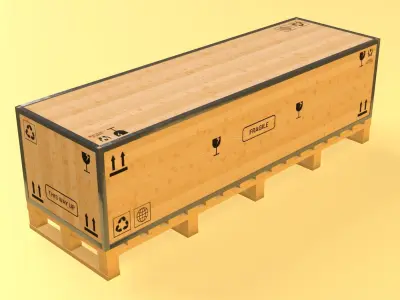 PBR Wooden Crate Low-poly 3D model