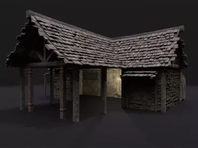 Realistic Medieval Forge Low-poly 3D model