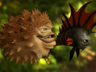 3D Fish Characters - Cartoon - Punker Fishes 3D model