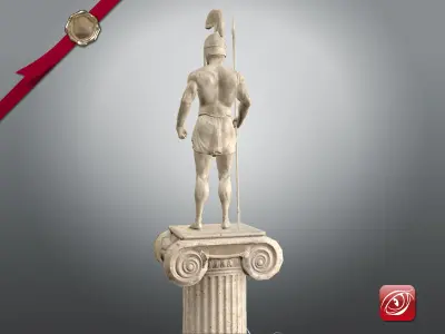 Greek Fountain Sculpture 001 Low-poly 3D model