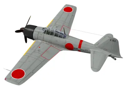 A6M3 Zero fighter Type 32 Hamp 3D model
