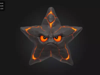 Lava Starfish Angry Stylized Creature Low-poly 3D model