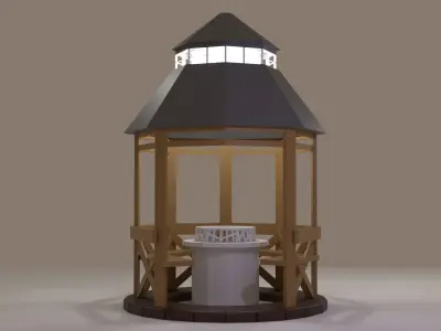 Low-Poly Outdoor BBQ Gazebo Low-poly 3D model