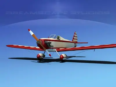 Flybaby biplane flying in sky 3D model