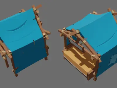 wood stall Low-poly 3D model
