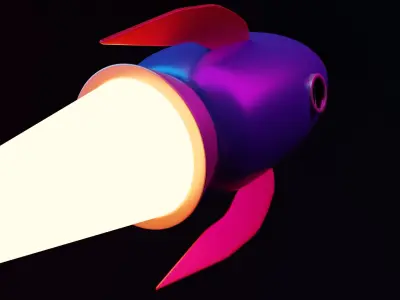 Cartoon Rocket Ship Low-poly 3D model
