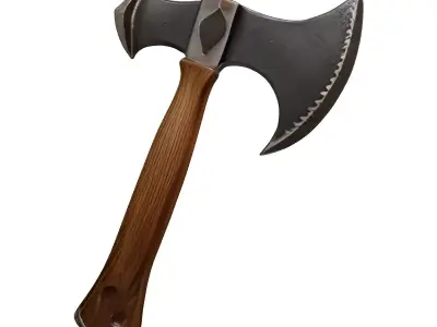 Detailed Fantasy Double Axe 3D model