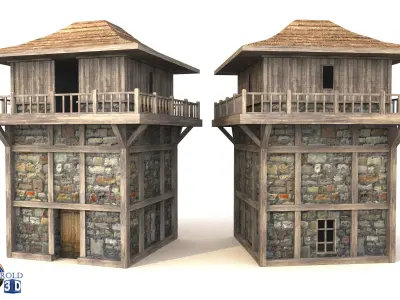 Lowpoly Guard Tower 3D Model Low-poly 3D model