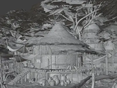African Village Low-poly 3D model