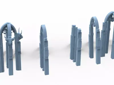 Aslan Stone table Ruins 4 versions 3D model