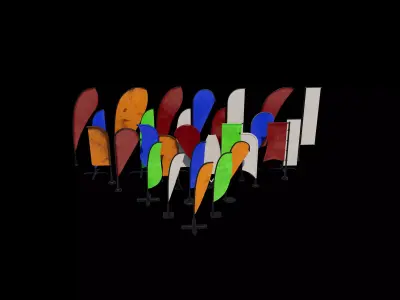  banner commercial flag 3D model