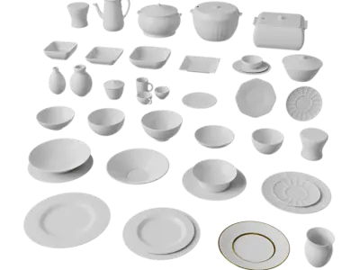  Ceramic Cookware &amp; Dinner Set Models, White 