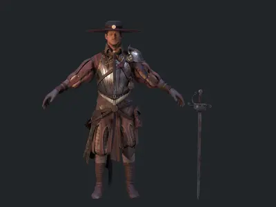 Unlawful Musketeer PBR Low-poly 3D model