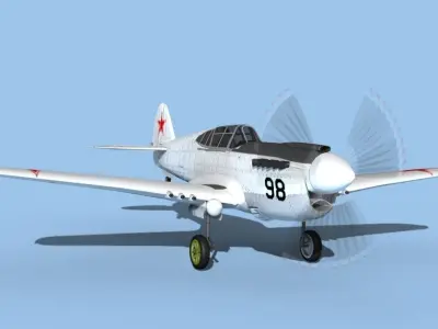 Curtiss P-40F Tomahawk V17 Soviet Union 3D model