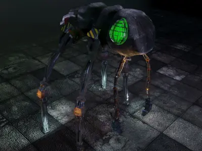 Harvester explorer insect Robot Sci-fi  Low-poly 3D model