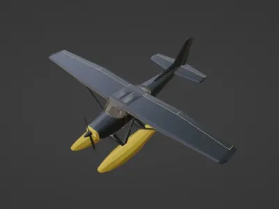 Low poly plane float Low-poly 3D model