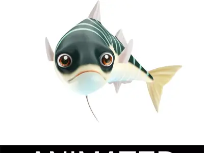 Blue Mackerel Animated Fish Low-poly 3D model