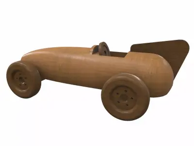 Wooden car toy racer 1 Free 3D model