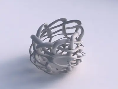 Bowl cylindrical with interlacing lattice streched top corner 2 3D model