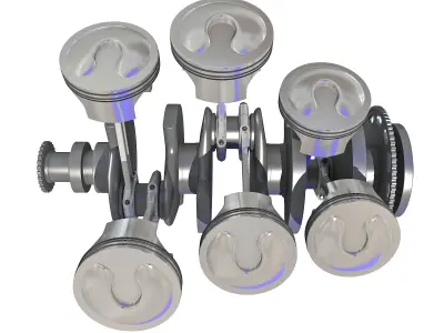 Animated V6 Engine Cylinders 3D model