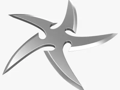 Shuriken metal star symbol 3D model