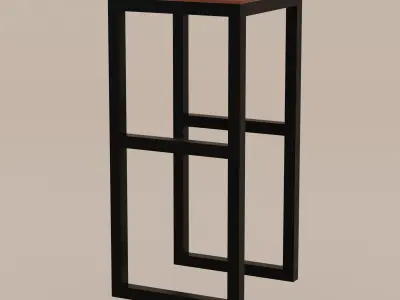 Loft style chair with wood and iron Free low-poly 3D model