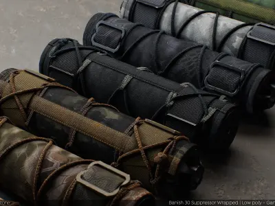 Banish 30 Suppressor Wrapped PBR Game Ready - Silencer Low-poly 3D model