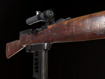 Breda rifle 1935 ww2 with PU scope PBR Low-poly 3D model