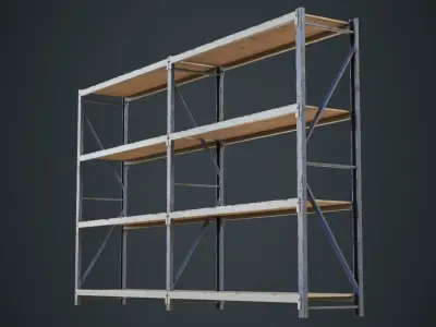 Steel Shelf 1B Low-poly 3D model