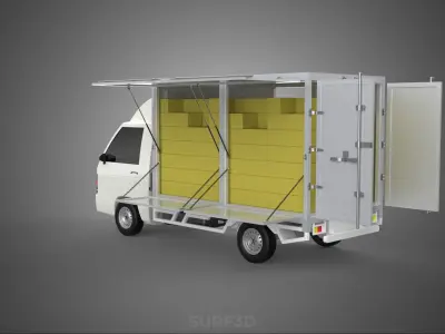 PACKAGE COURIER BOX DELIVERY TRUCK FREIGHT SHIPPING CARGO CAR 3D model