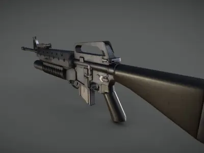 M16 m203 Grenade Launcher Low-poly 3D model